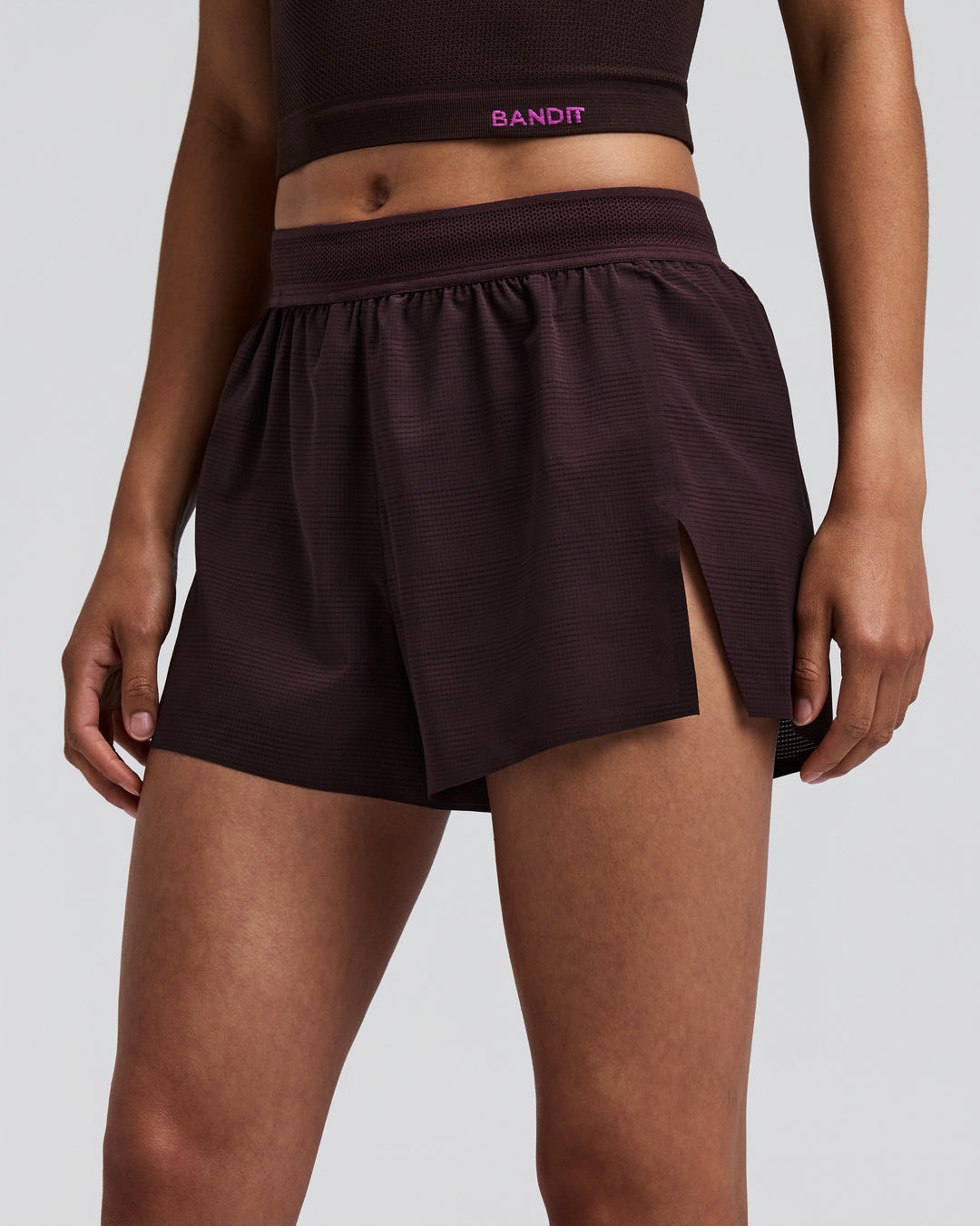 Bandit Women's CoolGrid 3" Split Shorts - Espresso - AW26