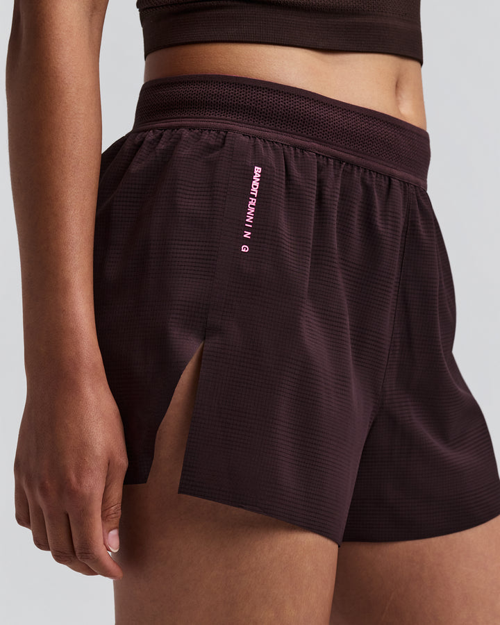 Bandit Women's CoolGrid 3" Split Shorts - Espresso - AW26