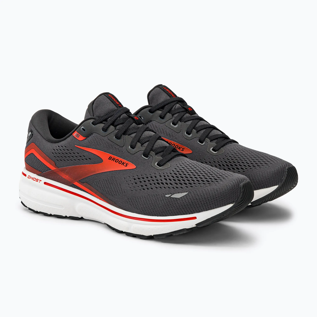 Brooks Mens Ghost 15 - Ebony/Black/Spicy Orange - Neutral
