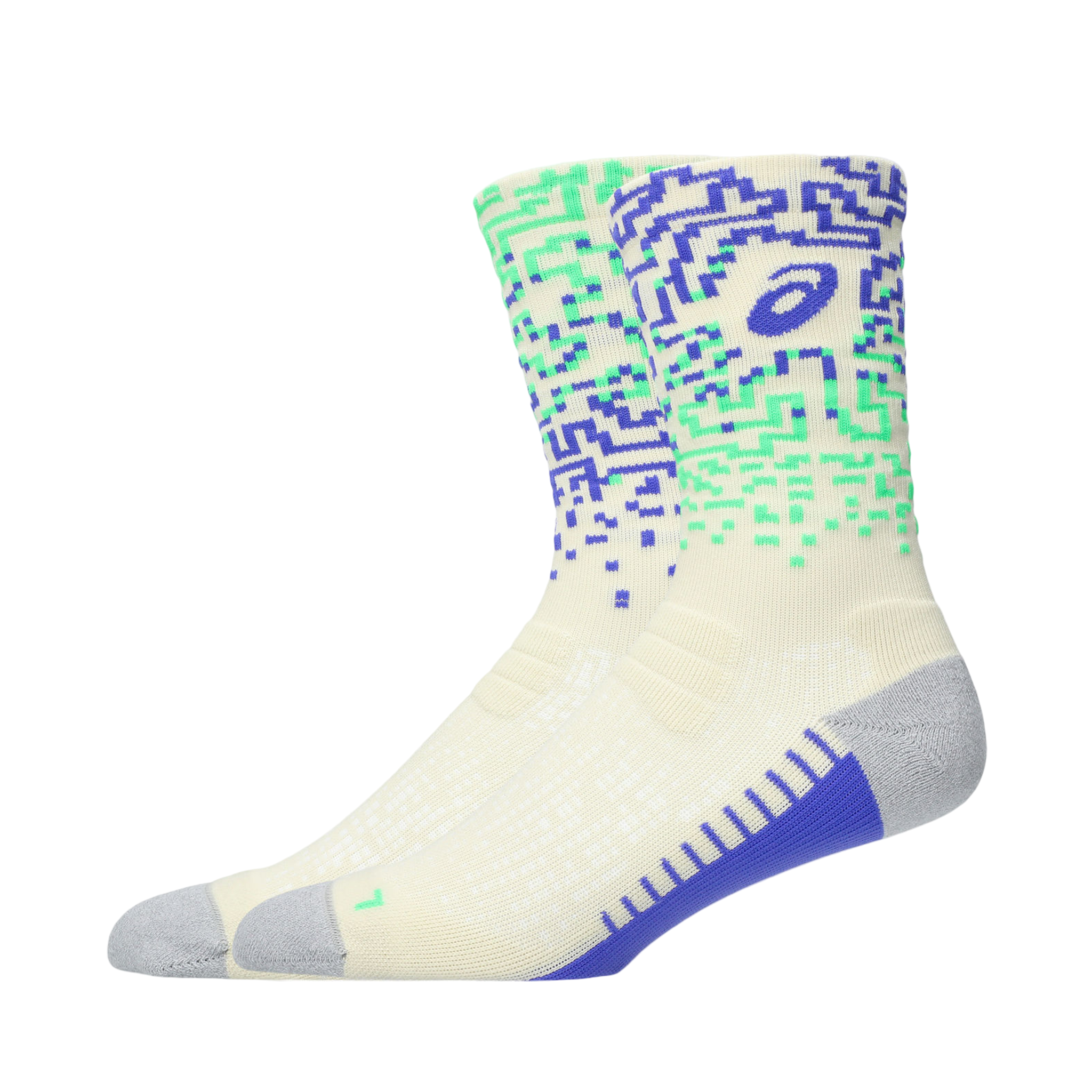 Asics Performance Run Sock Crew - Ivory/Cobalt Burst/Vital Green