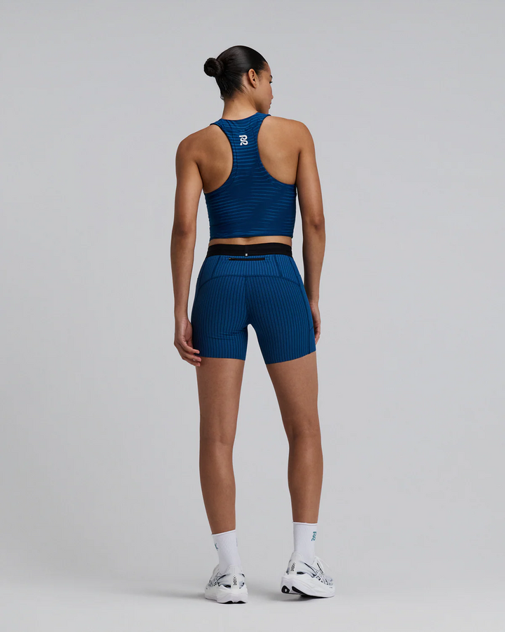 Bandit Womens Striped Cadence 5" Compression Short - Ink Blue/Aegean - SS26