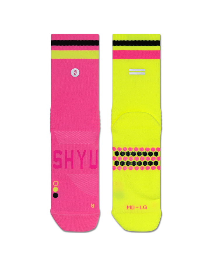 SHYU Racing Half Crew Socks - Rhubarb/Custard/Black