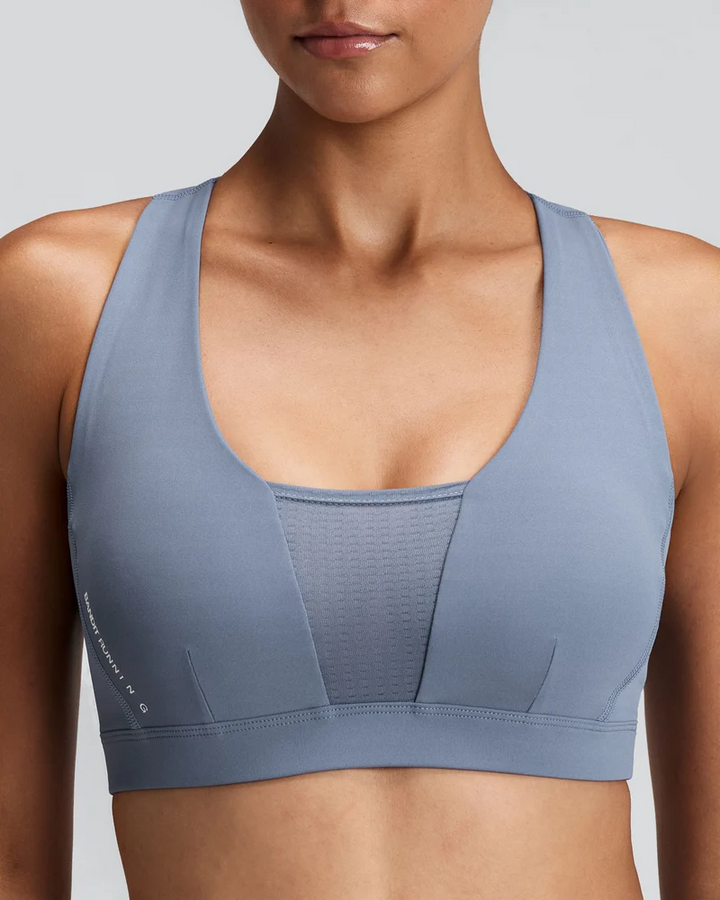 Bandit Womens Vanisher Geomesh V-Neck Run Bra- Steel Horizon - AW26