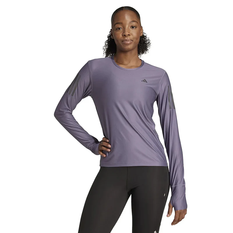 Adidas Womens Own The Run Long Sleeve Black - Purple