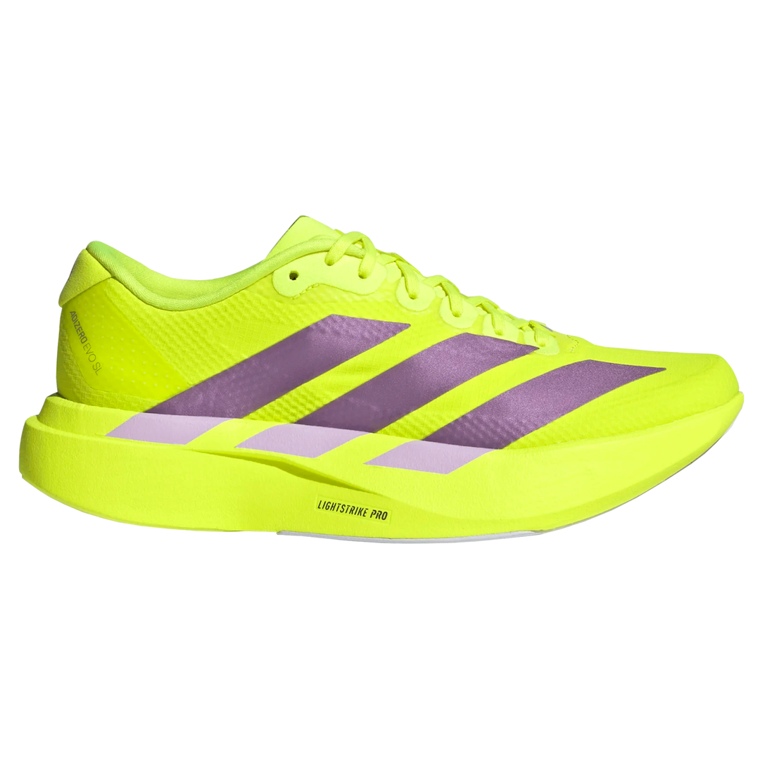 Adidas Womens Adizero Evo SL Woven - Solar Yellow/Aurora Plum/Powder Plum - Neutral - SS26
