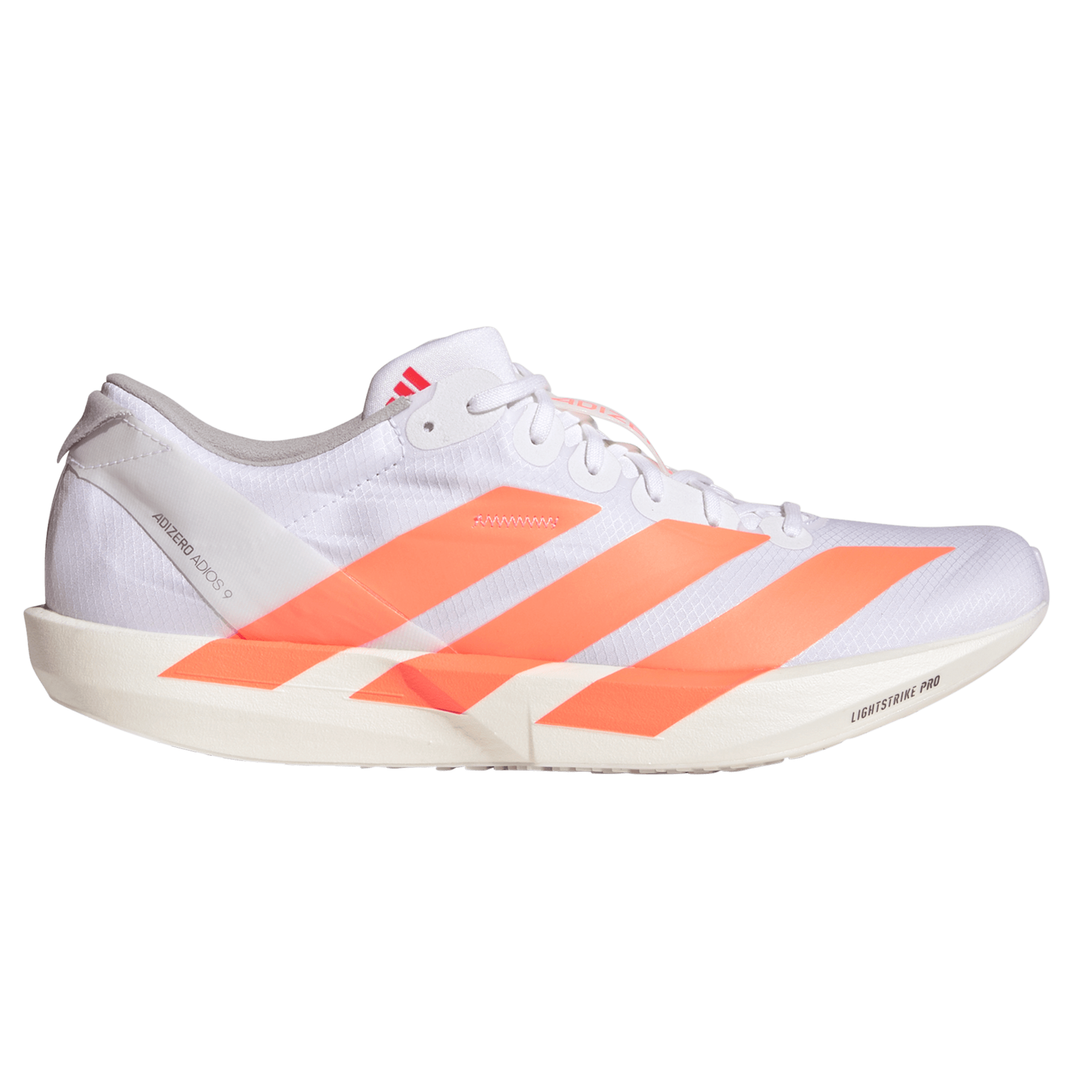 Adidas Mens Adizero Adios 9 - Footwear White/Lucid Orange/Lucid Red | Run North West Adidas Mens Adizero Adios 9 - Footwear White/Lucid Orange/Lucid Red | Run North West