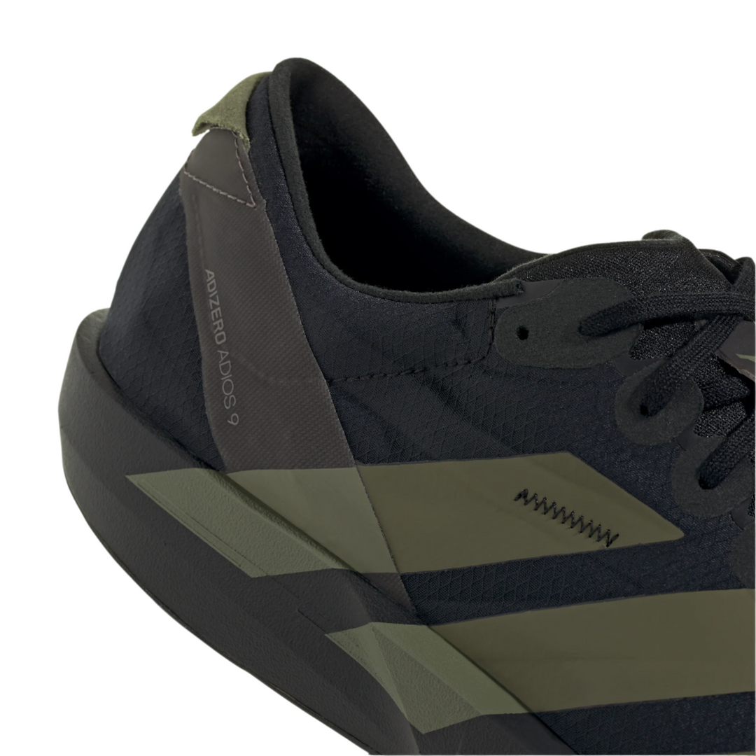 Adidas Mens Adizero Adios 9 - Core Black/Focus Olive/Charcoal - Neutral - SS25