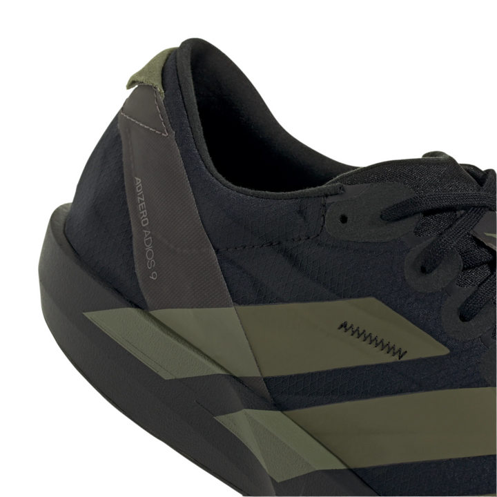 Adidas Mens Adizero Adios 9 - Core Black/Focus Olive/Charcoal - Neutral - SS25