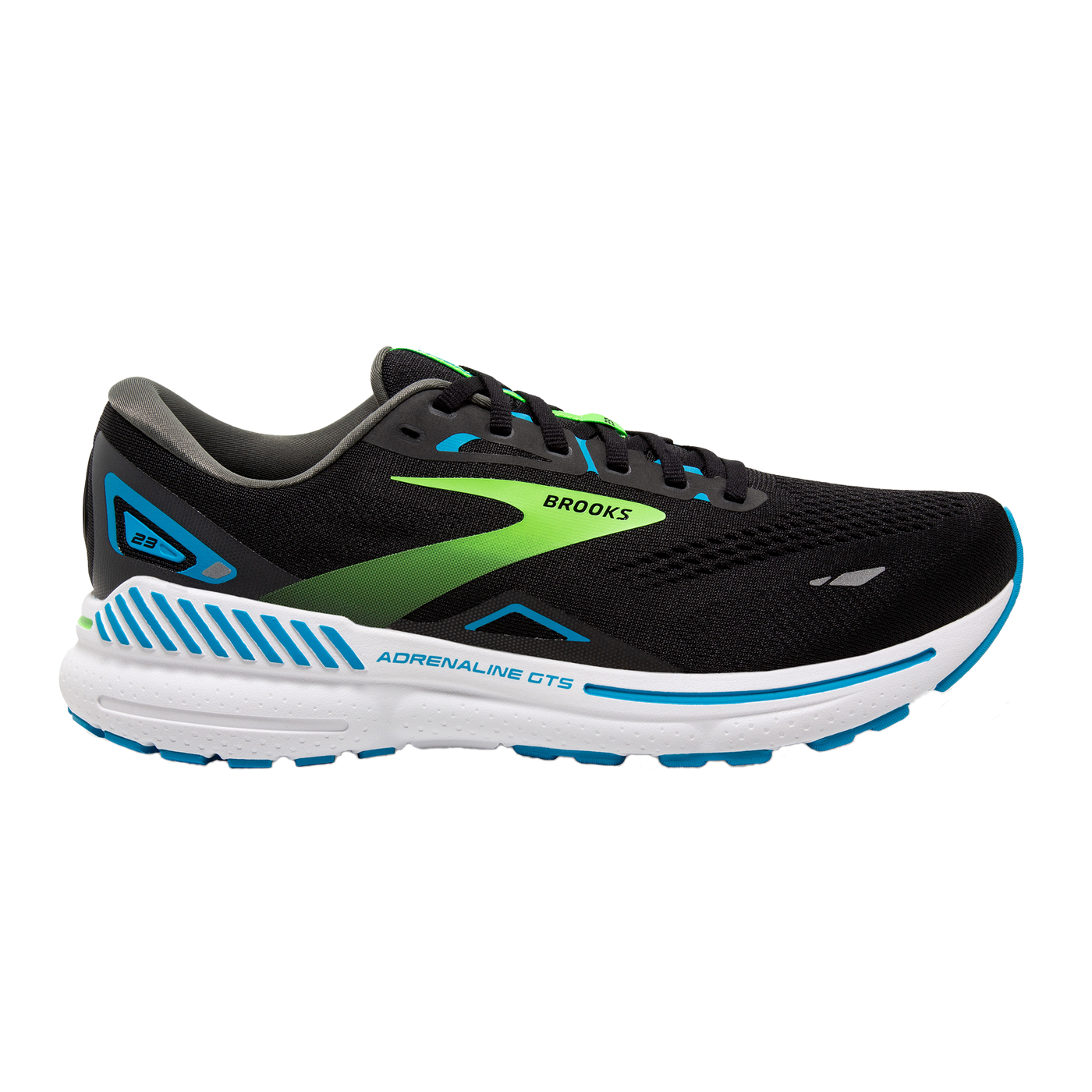 Brooks Mens Adrenaline GTS 23 - Black/Hawaiian Ocean/Green - Stability