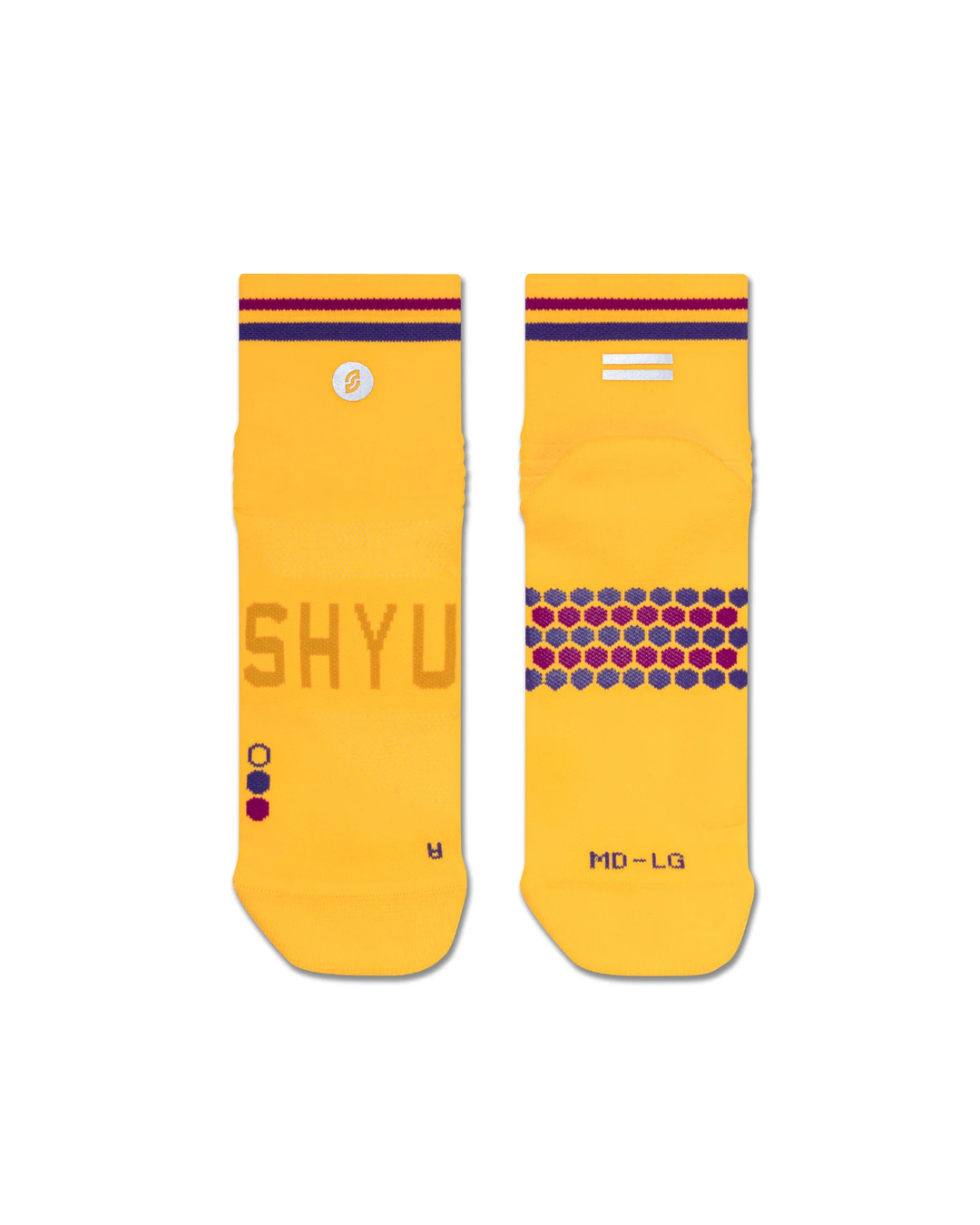 SHYU Racing Quarter Crew Socks - Amber/Eggplant/Claret