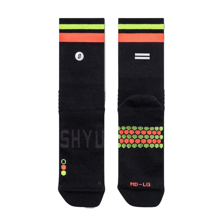 SHYU Racing Half Crew Socks - Black/Red/Neon
