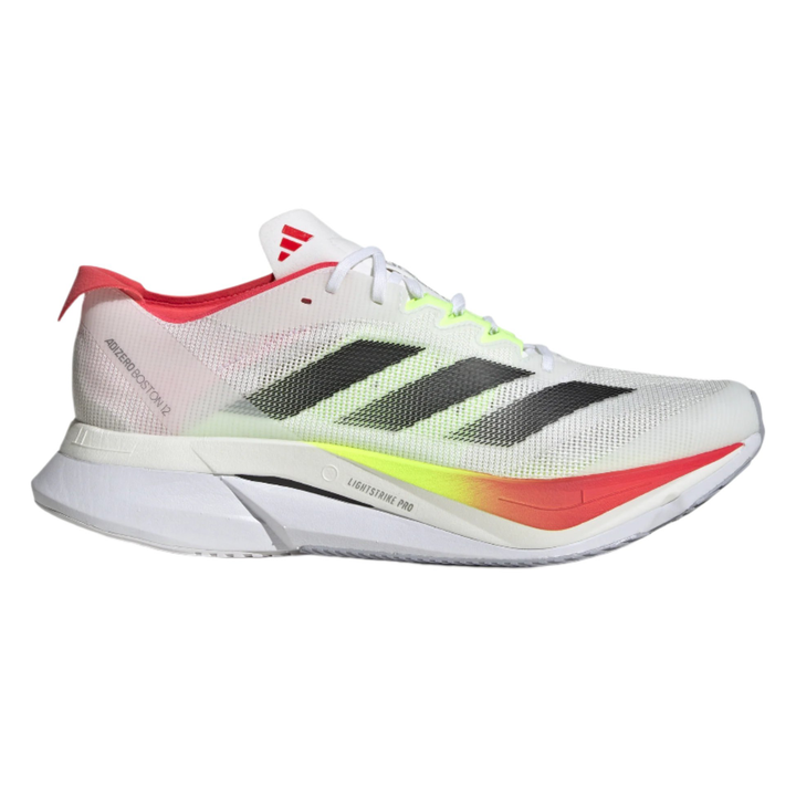 Adidas Mens Adizero Boston 12 - Footwear White/Core Black/Lucid Red - Neutral - SS25