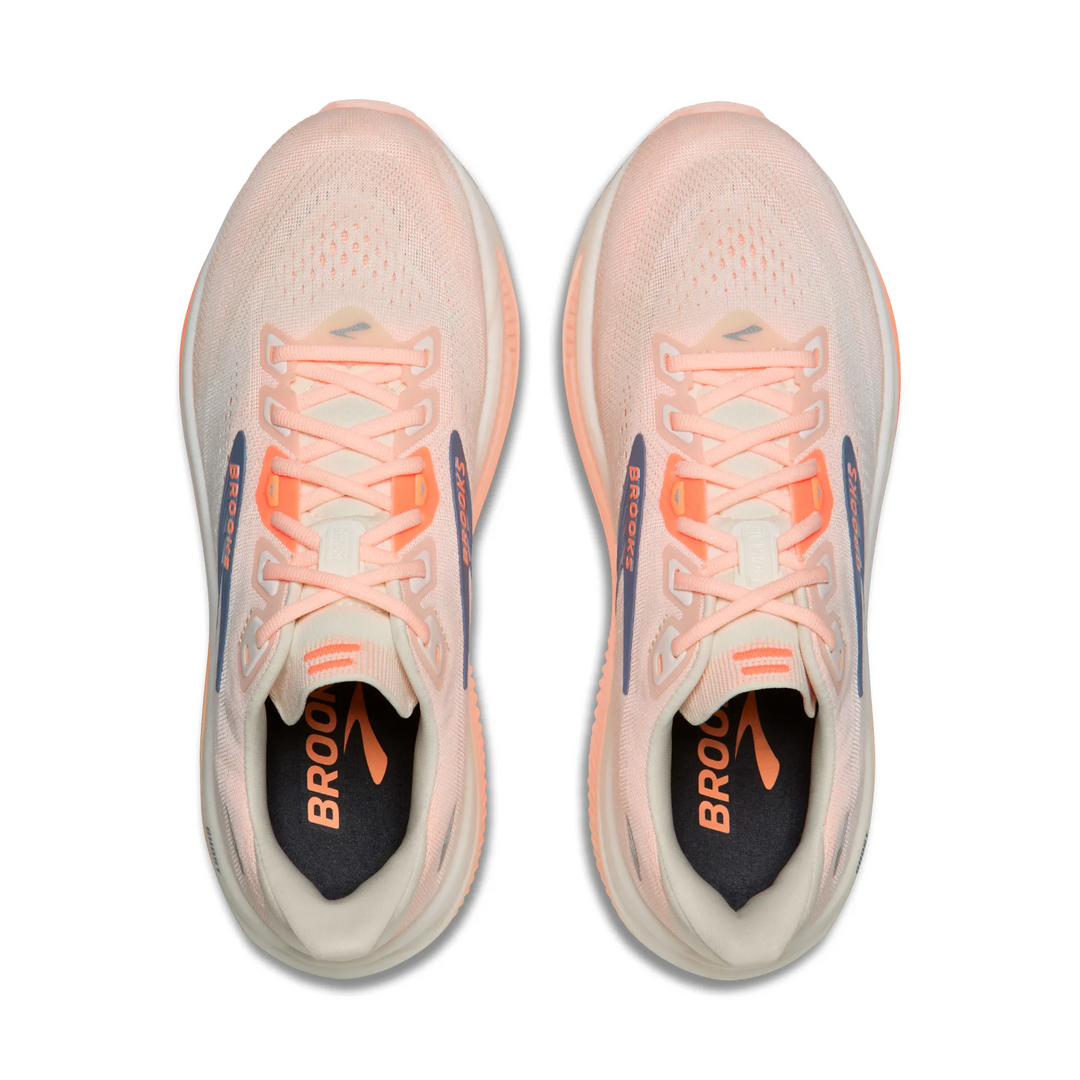 Brooks Womens Ghost 18 - Wide - D Width - Star White/Cyber Peach/Grey - Neutral - AW26