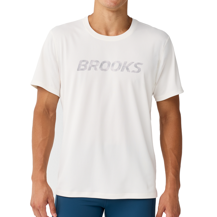 Brooks Mens Dash Reflective Short Sleeve - Bone/Reflective - AW26