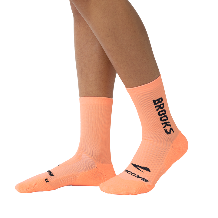 Brooks Unisex Ghost Crew Run Sock - Cyber Peach