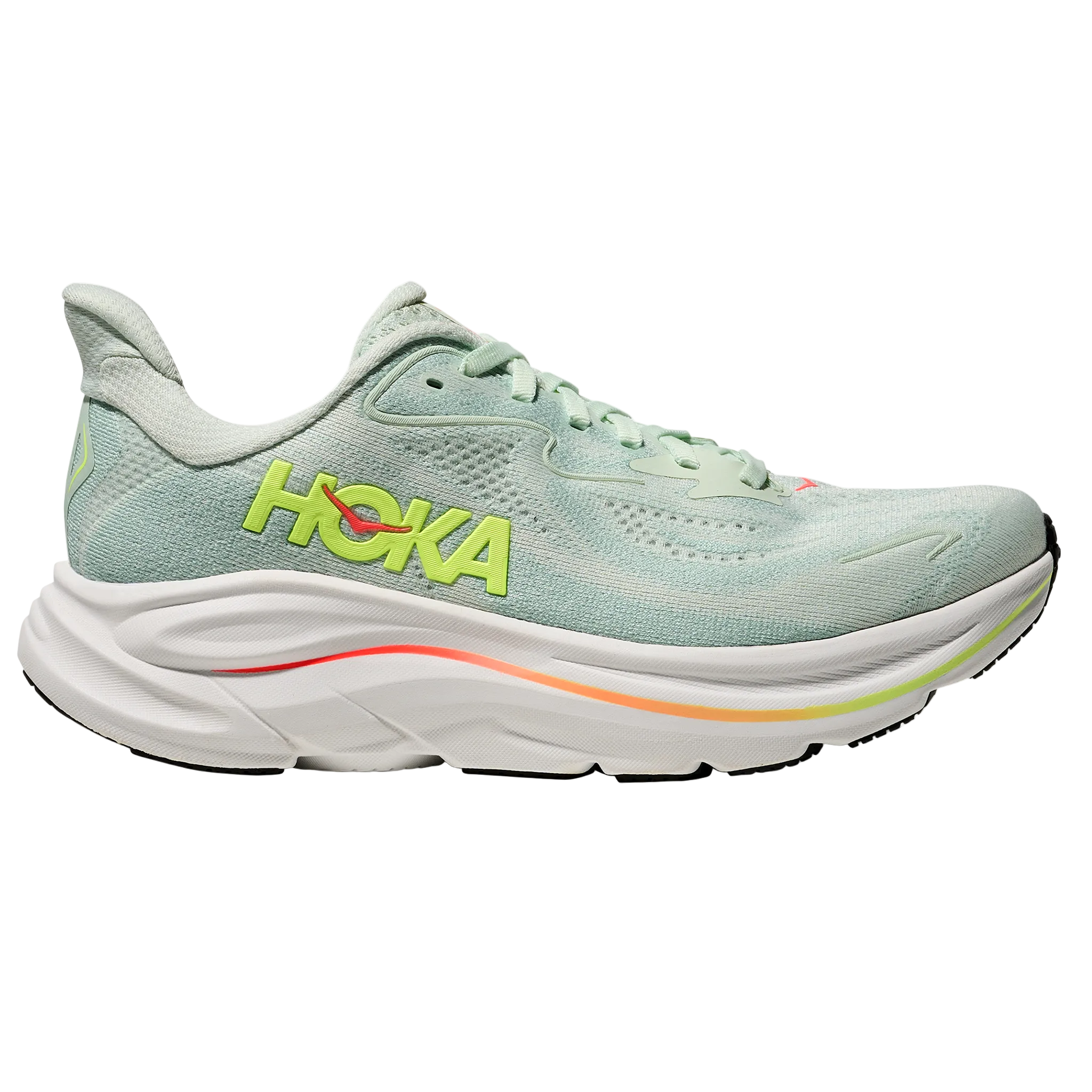 Hoka Womens Clifton 10 - Sea Glass/Neon Flame - Neutral - SS26