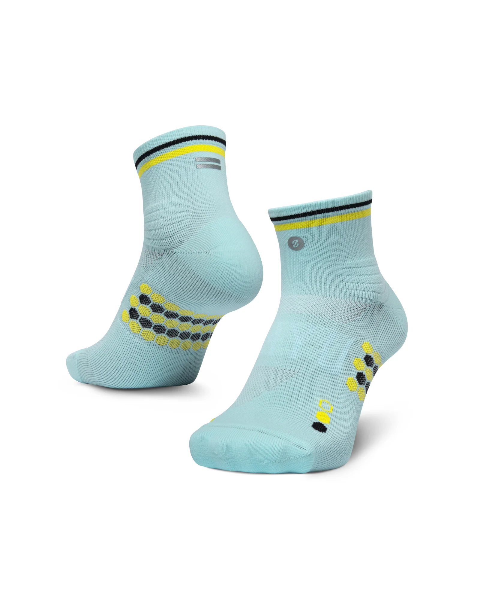 SHYU Racing Quarter Crew Socks - Ciel/Yellow/Black