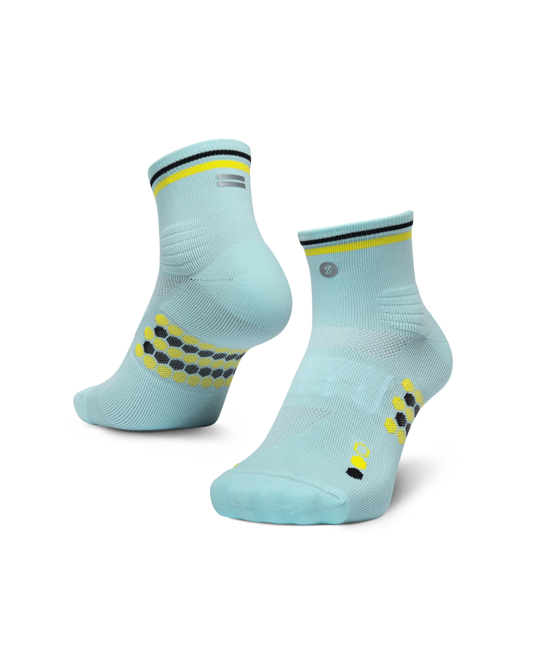 SHYU Racing Quarter Crew Socks - Ciel/Yellow/Black