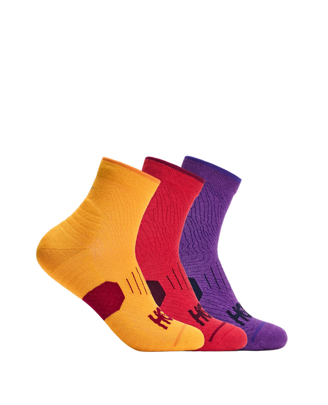 Hoka Unisex Quarter Run Sock 3 Pack - Egg Yolk/Cerise/Virtual Violet - AW26