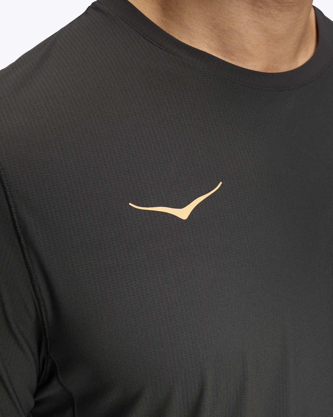 Hoka Mens Airolite Run Short Sleeve 2.0 -  Koshi Tan-Tan Black/Gold