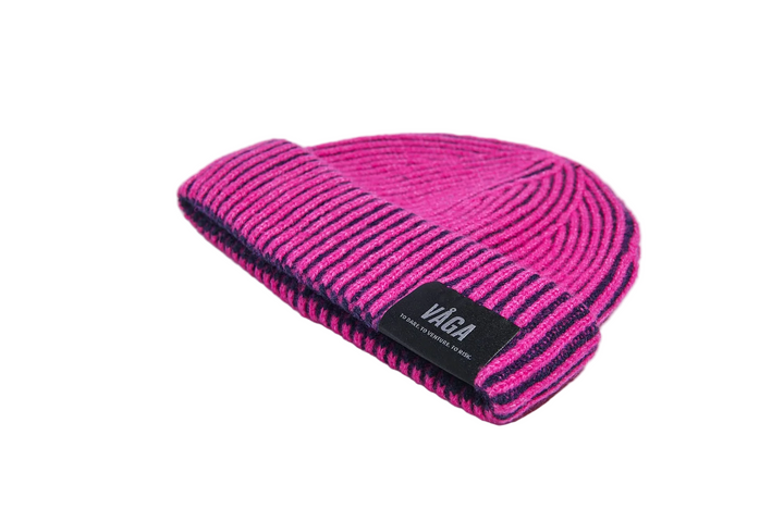 Vaga Midweight Beanie - Bright Pink/Navy Blue - AW25