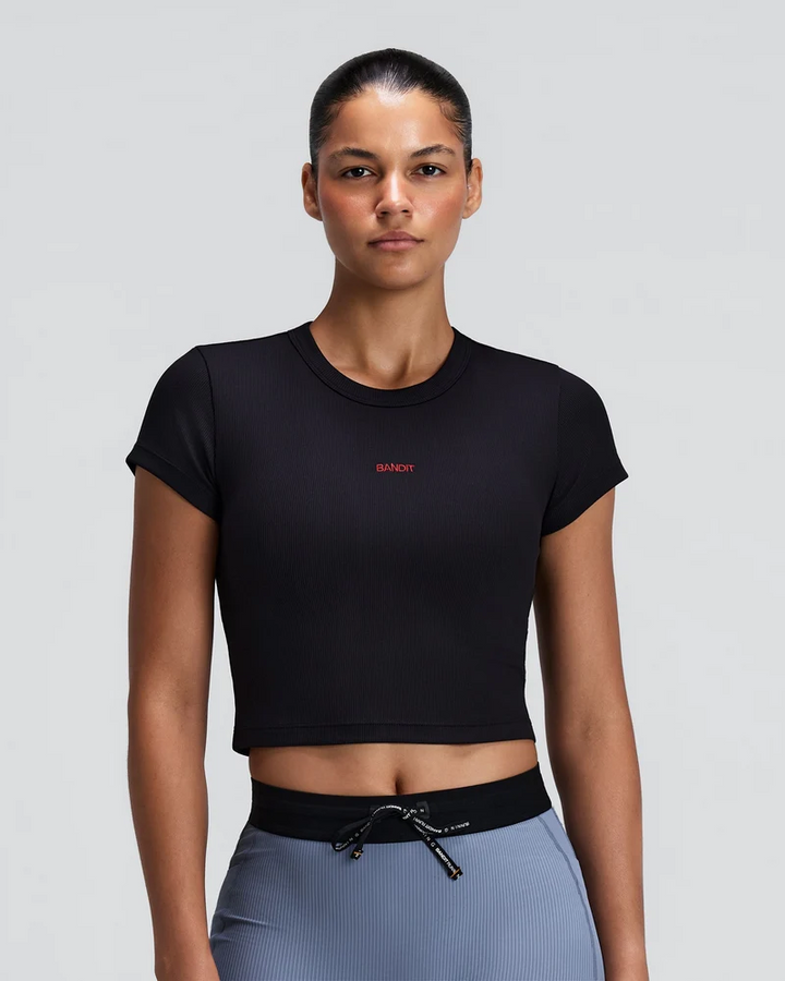 Bandit Womens Vituccia Cropped Performance Tee - Black - AW26