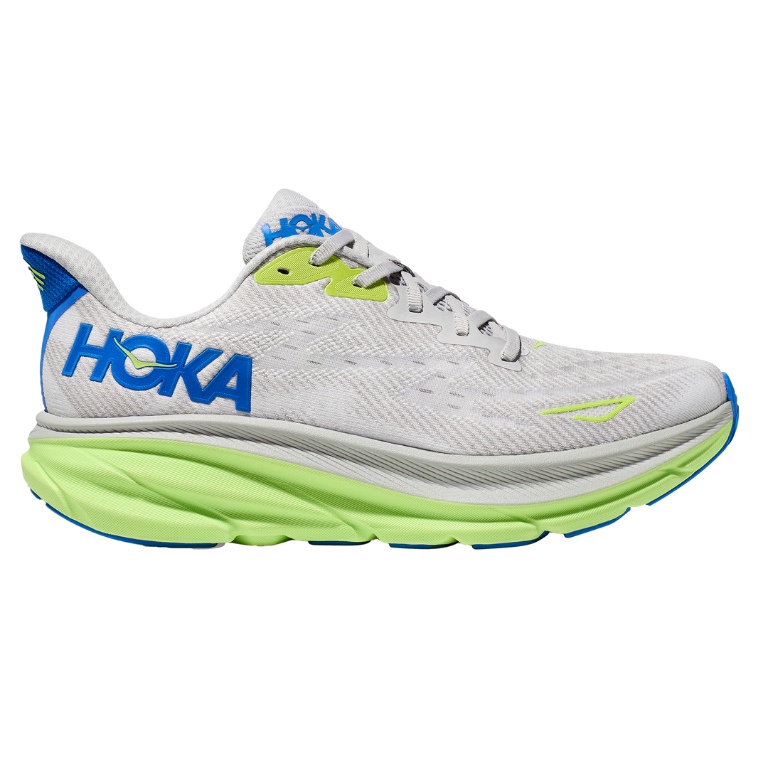 Hoka Mens Clifton 9 Wide 2E Width Stardust Electric Cobalt Run North West