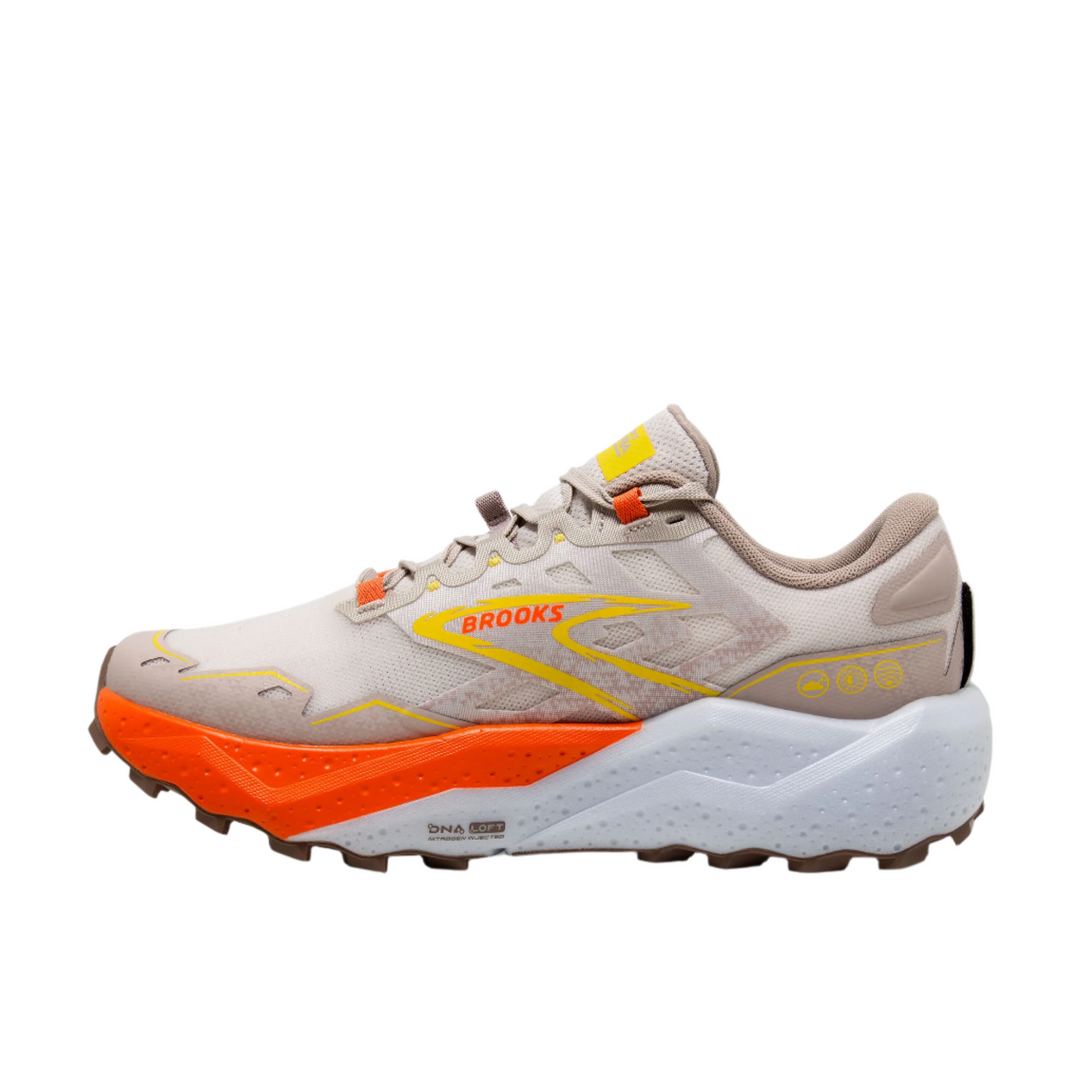 Brooks Mens Caldera 7 - White Sand/Chateau Gray/Yellow - Trail