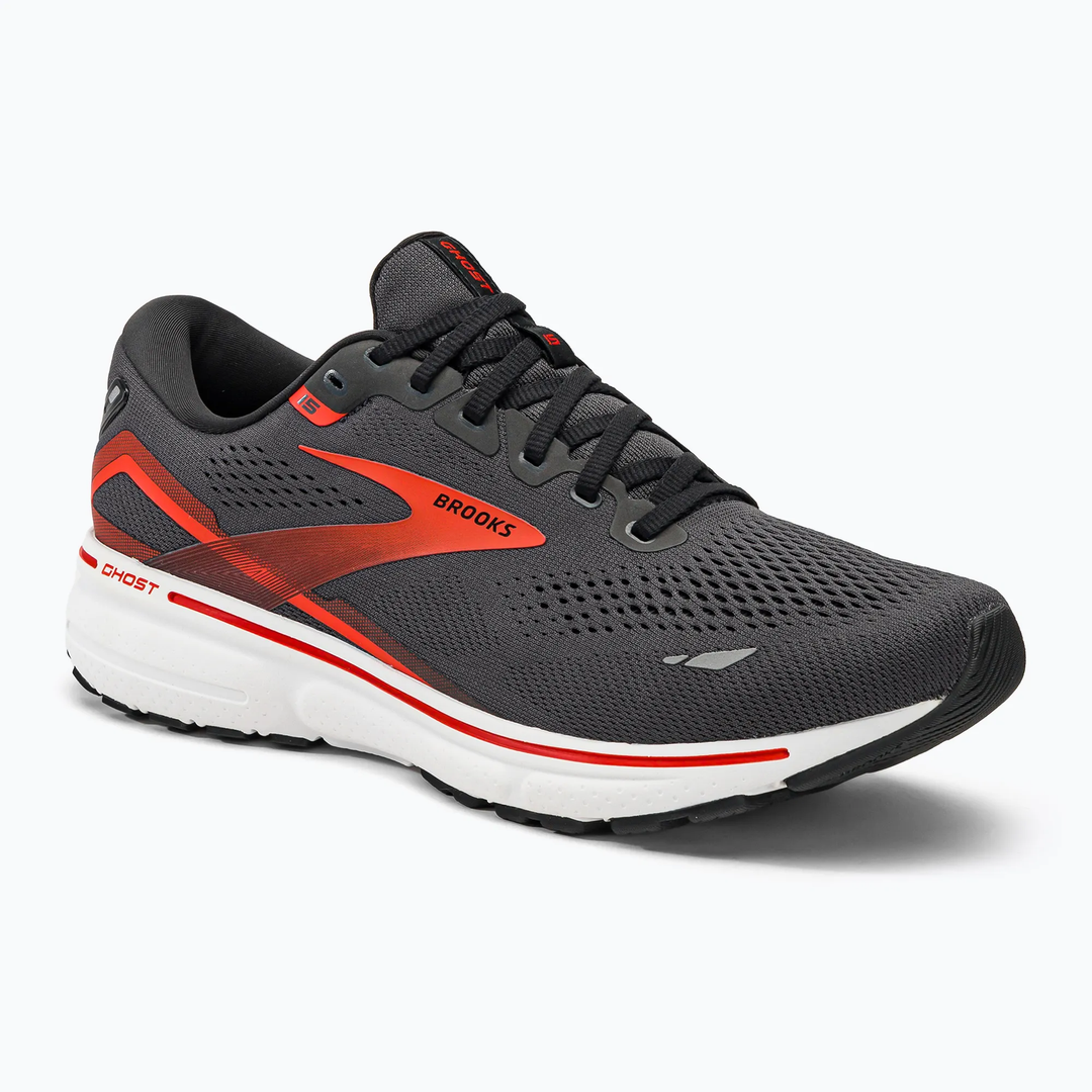 Brooks Mens Ghost 15 - Ebony/Black/Spicy Orange - Neutral