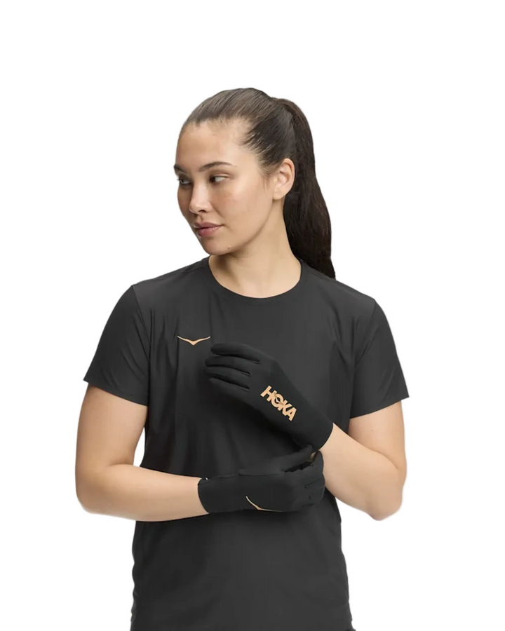 Hoka Unisex Airolite Run Gloves - Koshi Tan-Tan Black/Gold