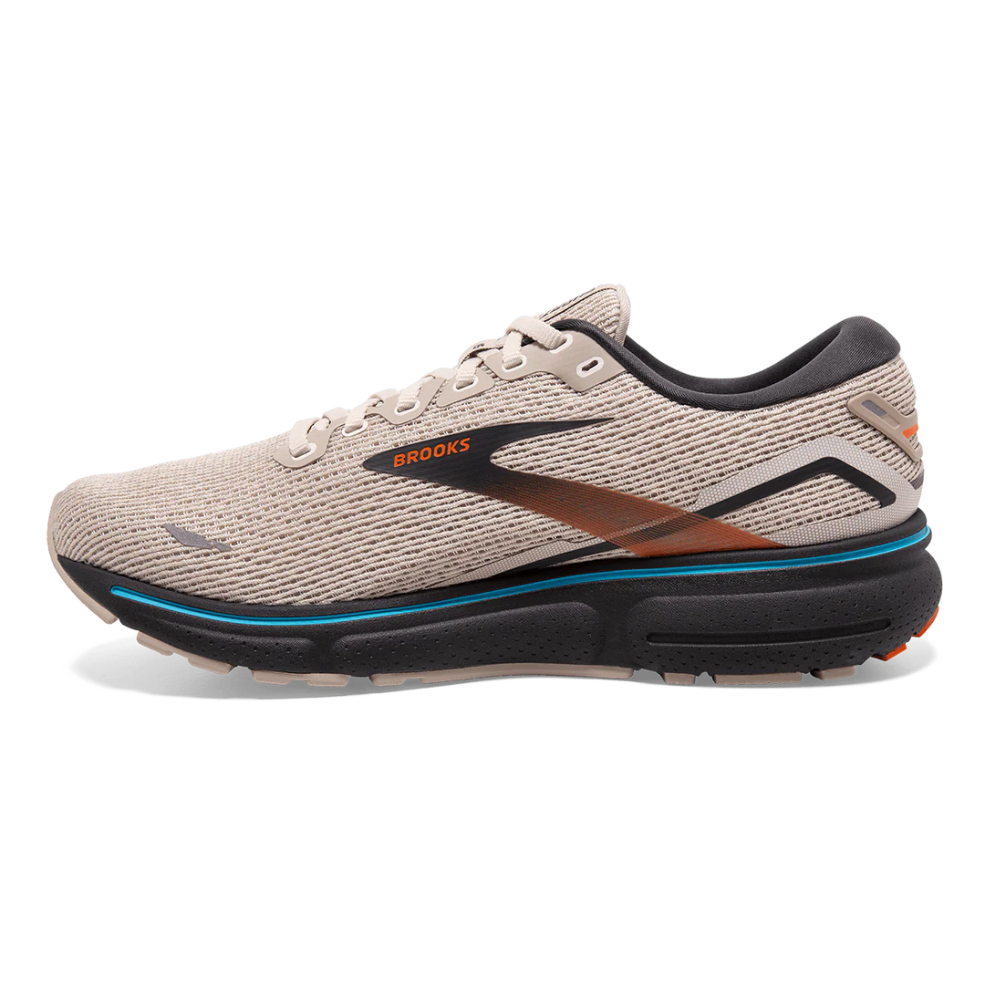 Brooks Mens Ghost 15 - White Sand/Red Orange/Black - Neutral