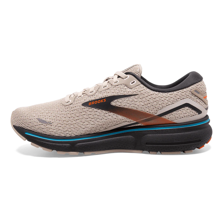 Brooks Mens Ghost 15 - White Sand/Red Orange/Black - Neutral