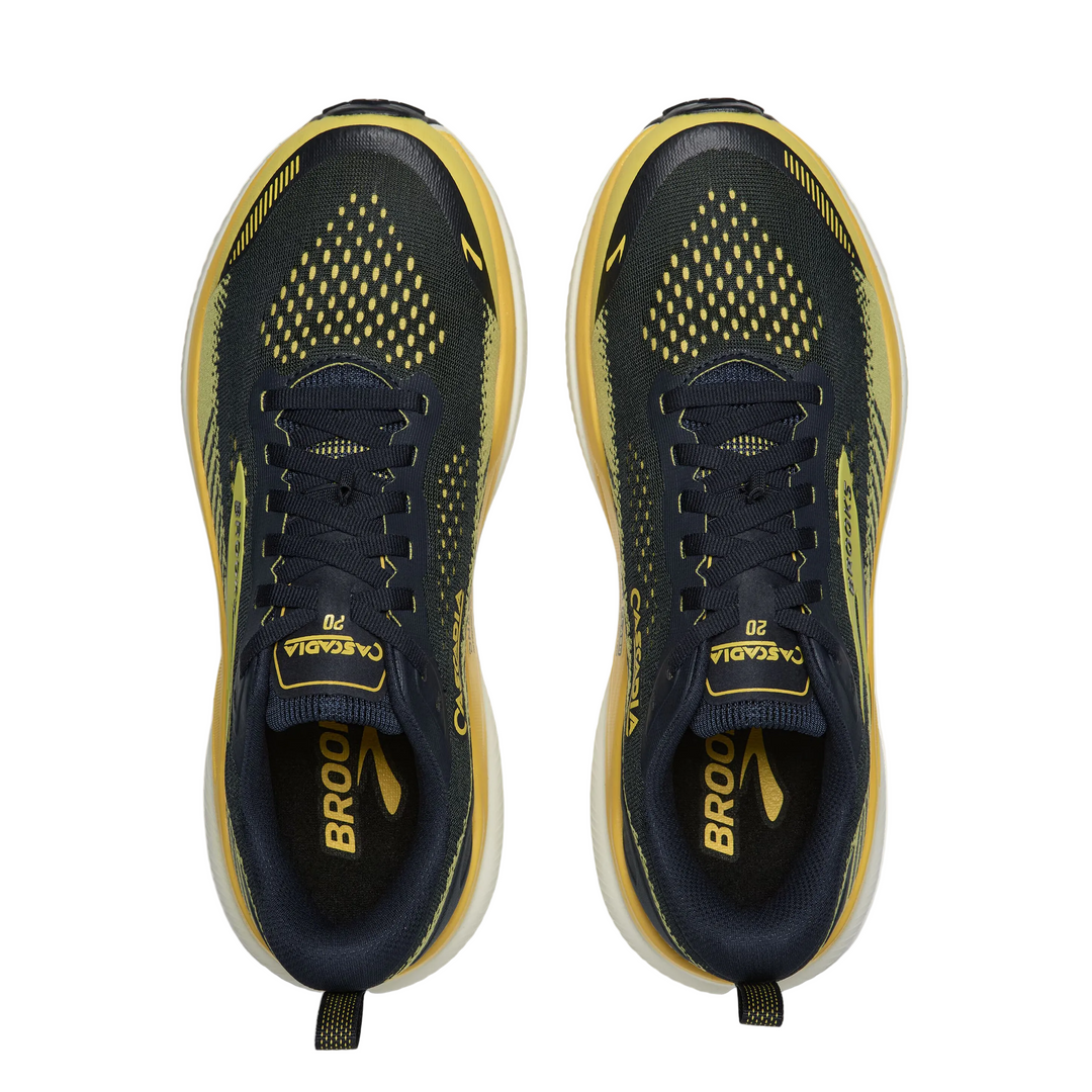 Brooks Mens Cascadia 20 - Navy/Cyber Yellow/Grey - Trail - AW26