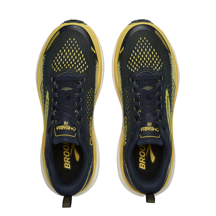 Brooks Mens Cascadia 20 - Navy/Cyber Yellow/Grey - Trail - AW26