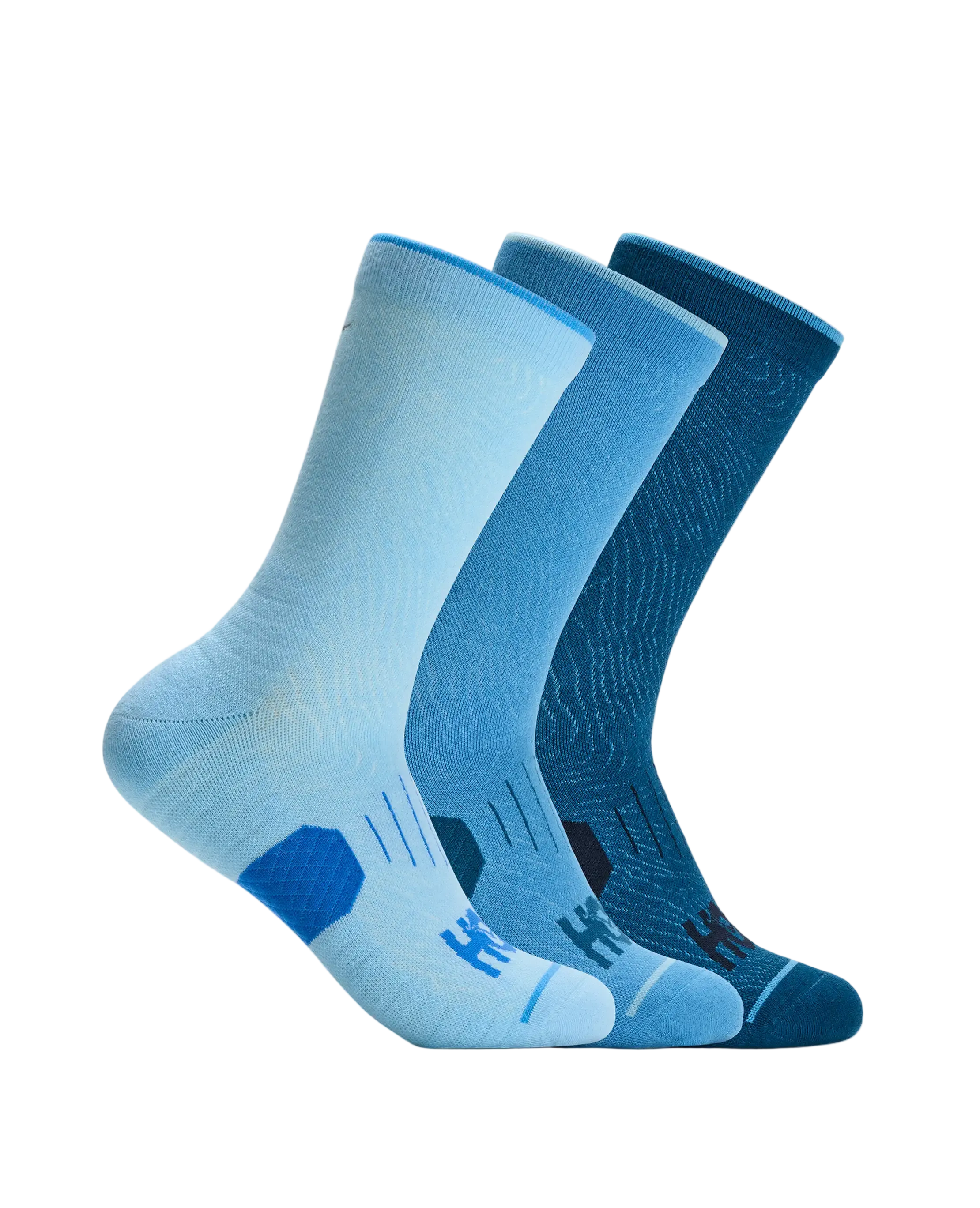 Hoka Unisex Crew Run Sock 3-Pack - Hazy Blue/Soft Cobalt/Night Glow Blue - AW26