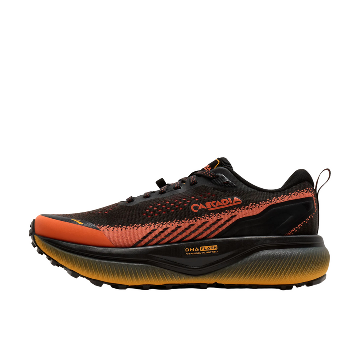 Brooks Mens Cascadia 20 - Black/Tigerlily/Orange - Trail - AW26