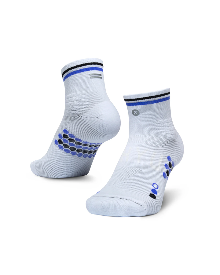 SHYU Racing Quarter Crew Socks - White/Indigo/Black