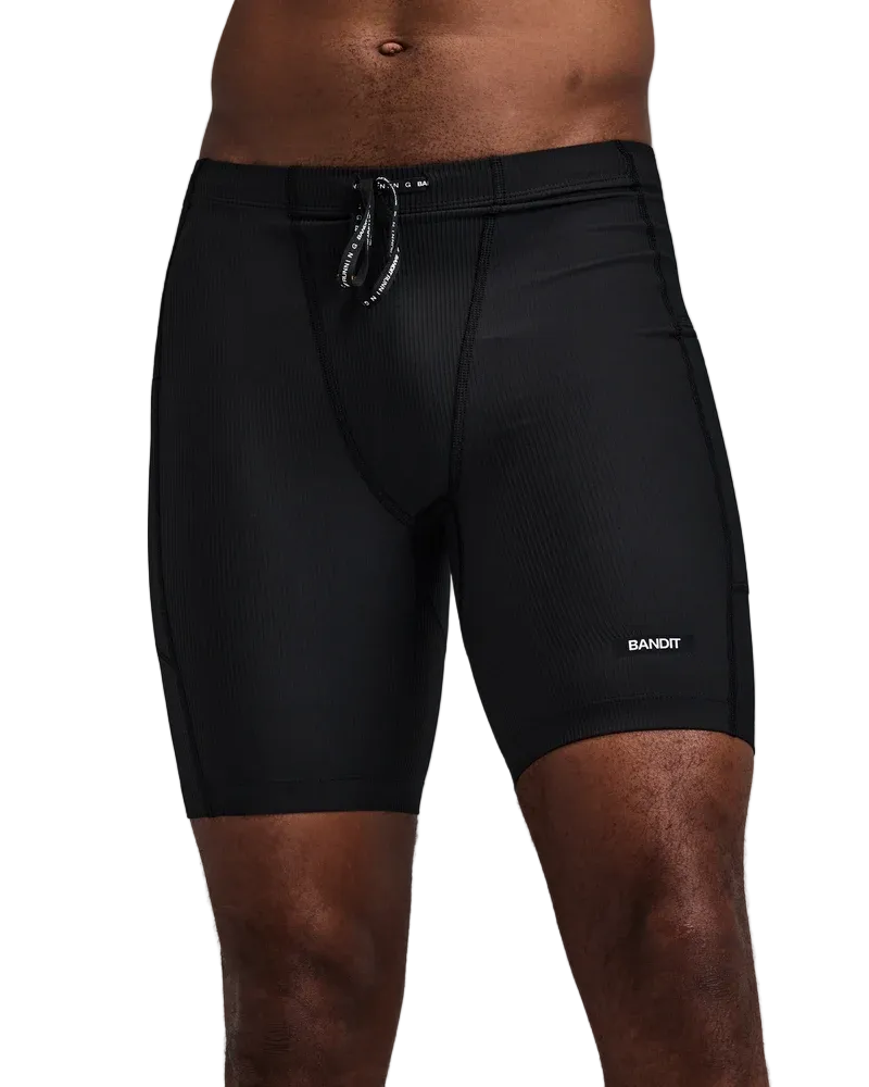 Bandit Mens Striped Cadence™  7" Pocket Half Tights - Black - AW26