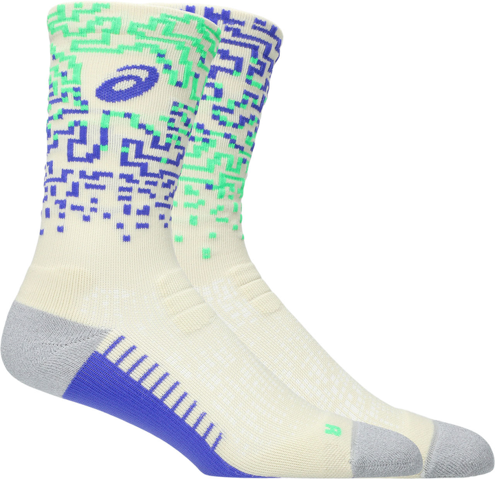 Asics Performance Run Sock Crew - Ivory/Cobalt Burst/Vital Green
