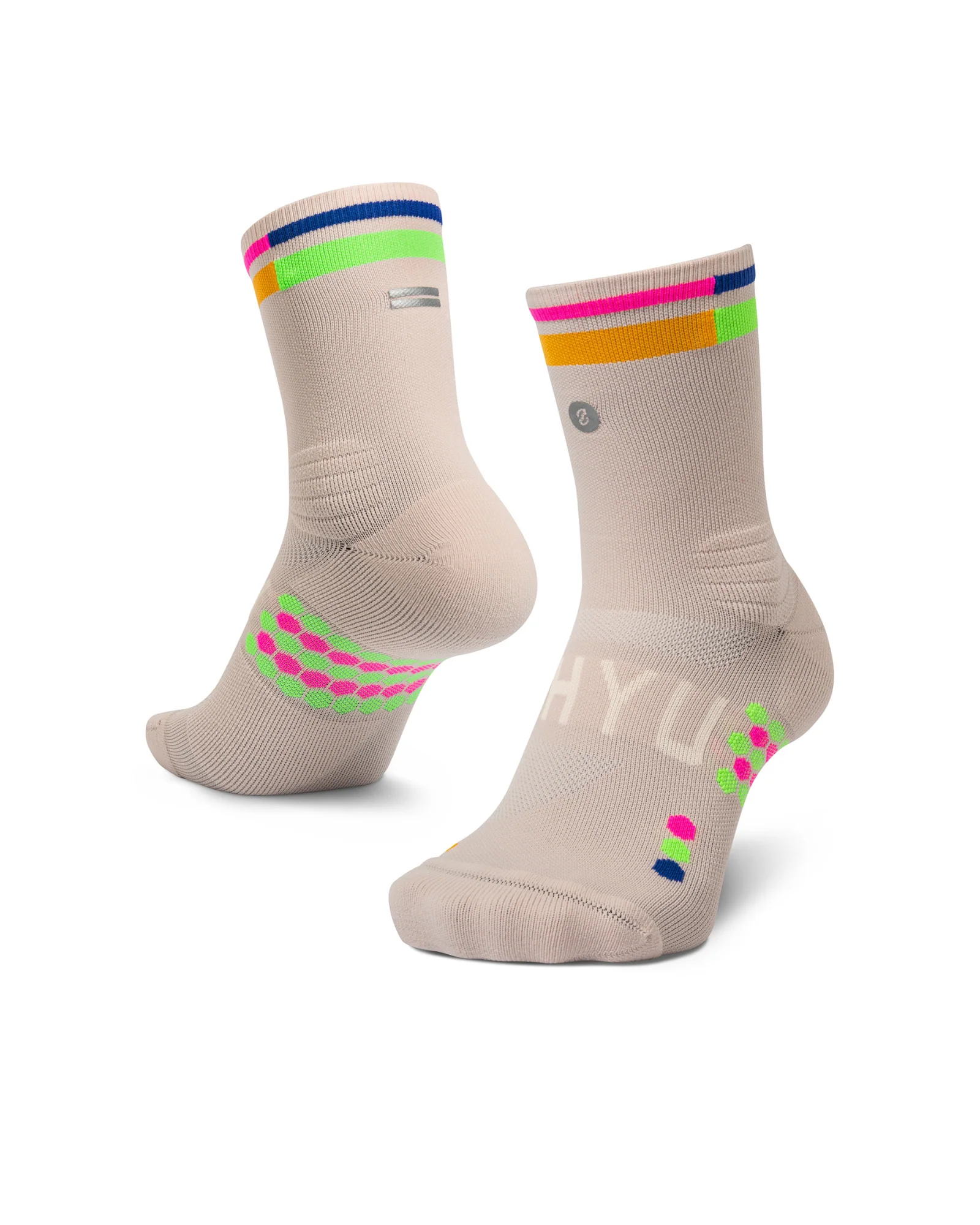SHYU Racing Half Crew Socks - Goat/Sunrise/Peacock