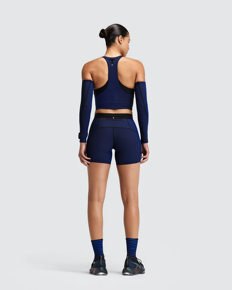 Bandit Womens 5” Striped Cadence Compression Shorts  - Black/Bauhaus Blue - AW26