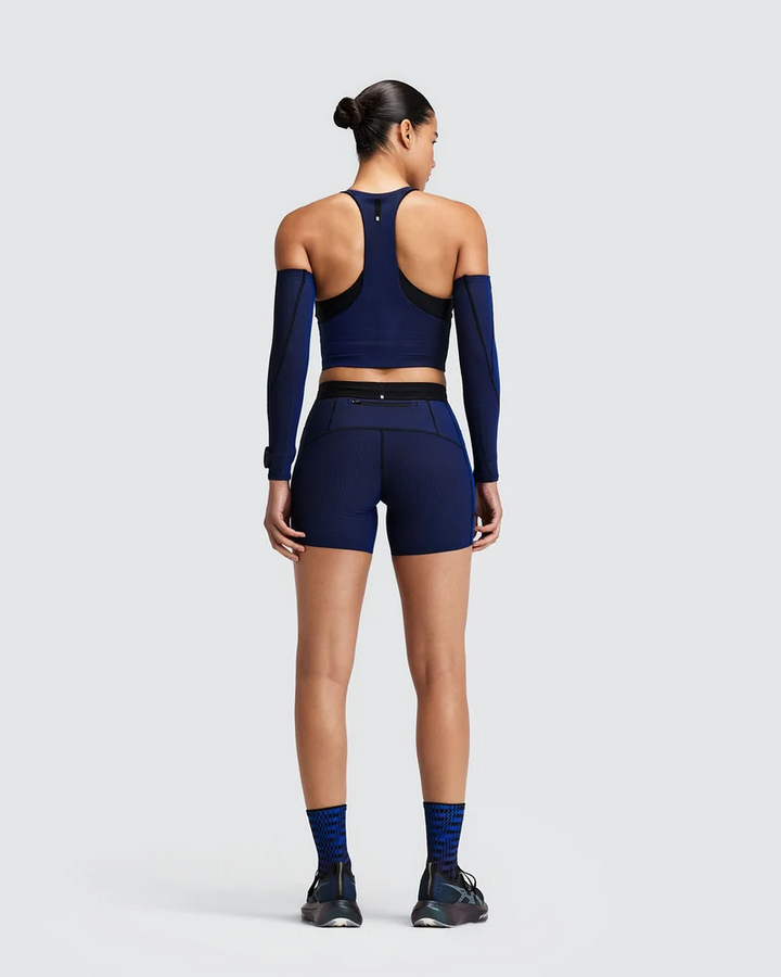 Bandit Womens 5” Striped Cadence Compression Shorts  - Black/Bauhaus Blue - AW26