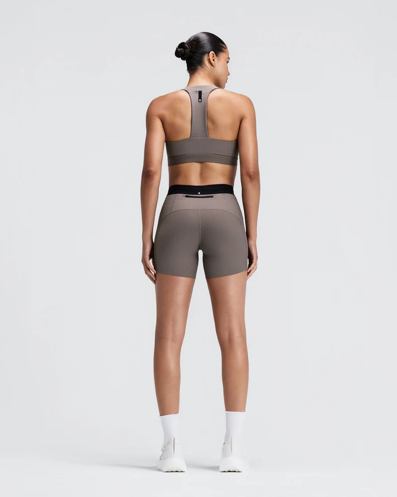 Bandit Womens Striped Cadence 5" Compression Short - Concrete Taupe/Cocoa - AW26