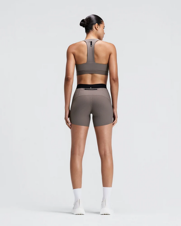Bandit Womens Striped Cadence 5" Compression Short - Concrete Taupe/Cocoa - AW26