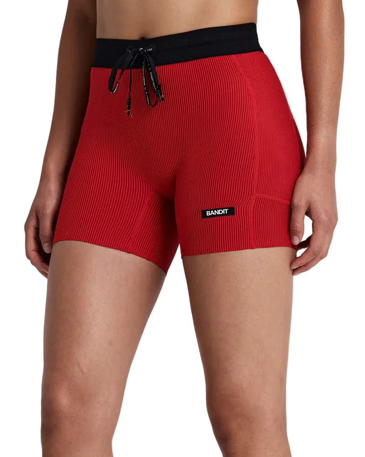 Bandit Womens 5” Striped Cadence Compression Shorts  - Oxide Red/Signal Red - AW26