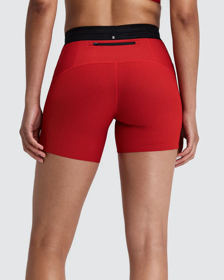 Bandit Womens 5” Striped Cadence Compression Shorts  - Oxide Red/Signal Red - AW26