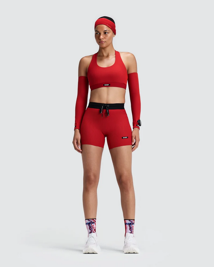 Bandit Womens 5” Striped Cadence Compression Shorts  - Oxide Red/Signal Red - AW26