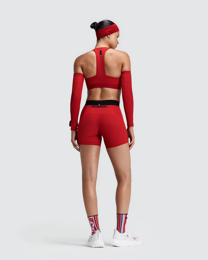 Bandit Womens 5” Striped Cadence Compression Shorts  - Oxide Red/Signal Red - AW26