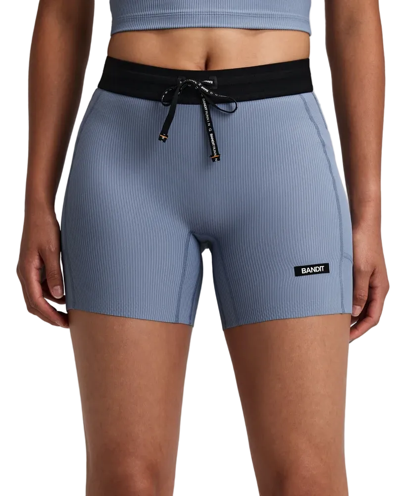 Bandit Womens 5” Striped Cadence Compression Shorts  - Pavillion Blue/Steel Horizon - AW26