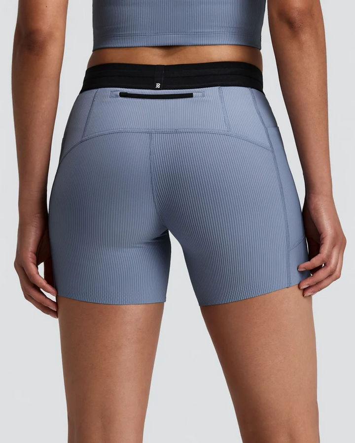 Bandit Womens 5” Striped Cadence Compression Shorts  - Pavillion Blue/Steel Horizon - AW26